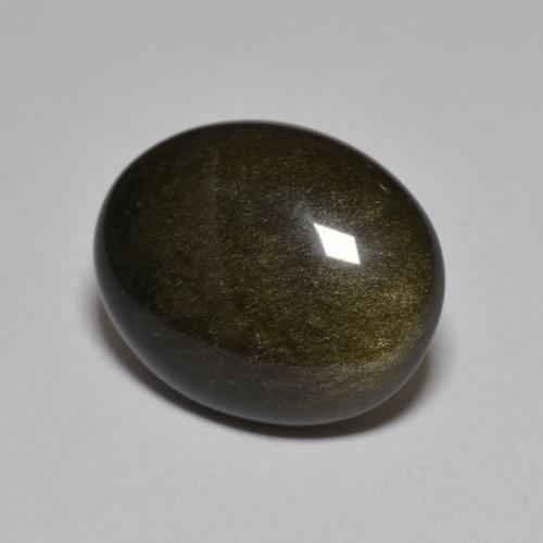 10.15캐럿 천연 검정색 옵시디언, 타원형 컷, 17.2×13.9 mm, 불투명체