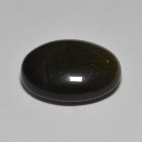 10.15캐럿 천연 검정색 옵시디언, 타원형 컷, 17.2×13.9 mm, 불투명체
