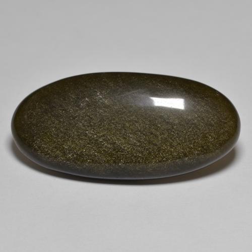 17.99캐럿 천연 검정색 옵시디언, 타원형 컷, 31.9×15.1 mm, 불투명체