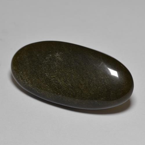 17.99캐럿 천연 검정색 옵시디언, 타원형 컷, 31.9×15.1 mm, 불투명체