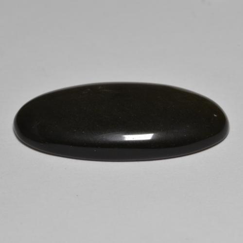 17.99캐럿 천연 검정색 옵시디언, 타원형 컷, 31.9×15.1 mm, 불투명체
