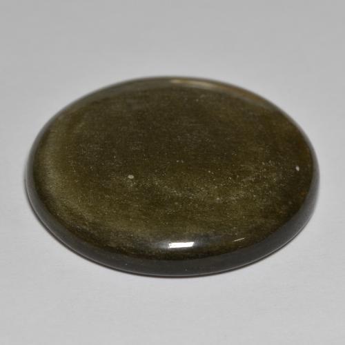 40.64캐럿 천연 골드 광택이 있는 블랙 흑요석, 라운드 컷, 불투명체