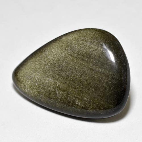26.27캐럿 천연 블랙 브라운 옵시디언, 배 모양, 31×21.5 mm, 불투명체