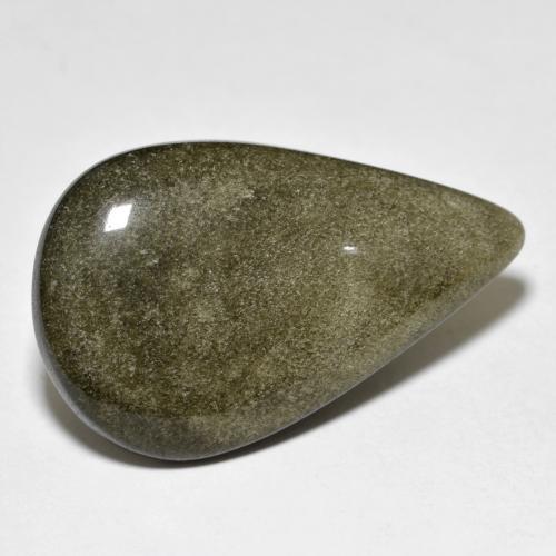 18.36캐럿 천연 블랙 브라운 옵시디언, 배 모양, 30.5×18.7 mm, 불투명체