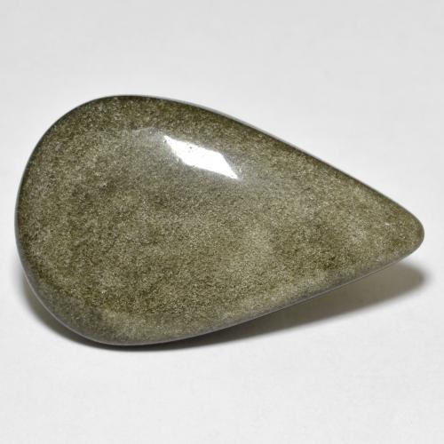 18.36캐럿 천연 블랙 브라운 옵시디언, 배 모양, 30.5×18.7 mm, 불투명체
