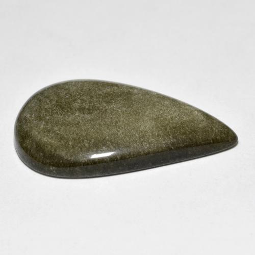 18.36캐럿 천연 블랙 브라운 옵시디언, 배 모양, 30.5×18.7 mm, 불투명체