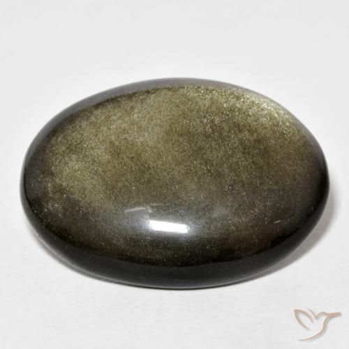 28.60캐럿 천연 골드 광택이 있는 블랙 옵시디언, 타원형 컷, 29.3×21.2 mm, 불투명체