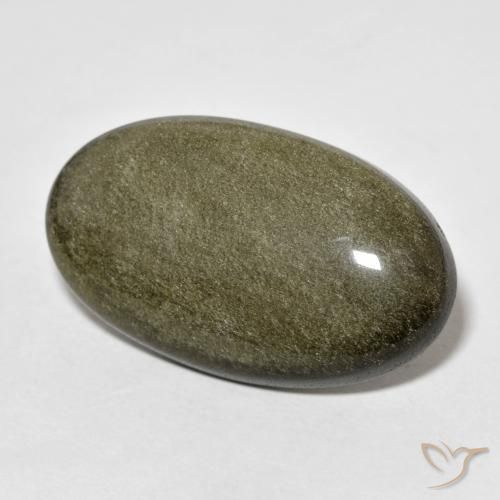 18.46ct 자연스러운 골드 광택이 있는 블랙 흑요석, 타원형, 불투명체