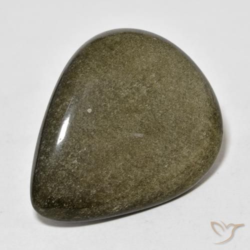 22.83ct 자연스러운 골드 광택이 있는 블랙 흑요석, 배 모양, 불투명체