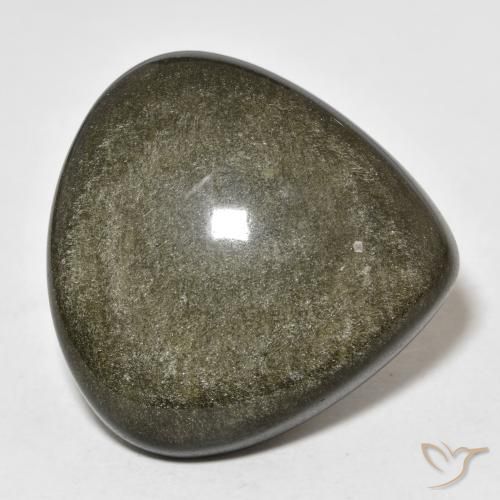 26.99ct 자연스러운 골드 광택이 있는 블랙 흑요석, 배 모양, 불투명체