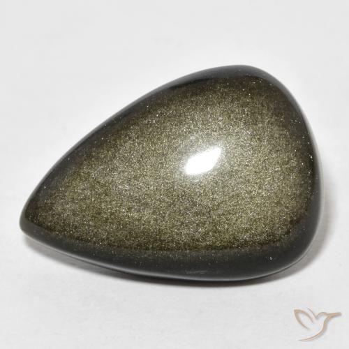 18.65ct 자연스러운 블랙 브라운 흑요석, 배 모양, 불투명체