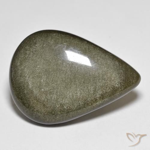 28.97ct 자연스러운 골드 광택이 있는 블랙 흑요석, 배 모양, 불투명체