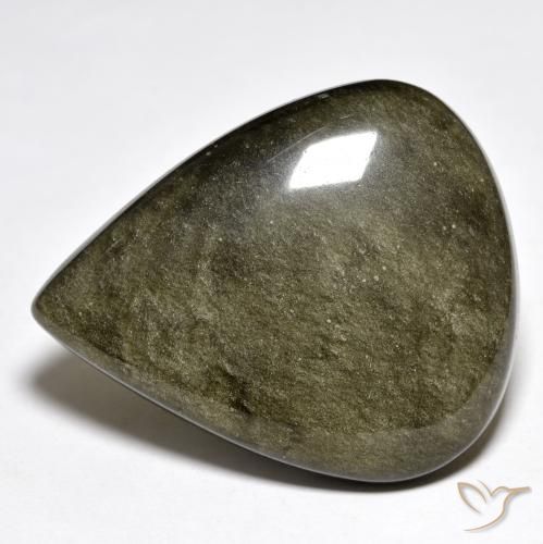 42.04ct 자연스러운 블랙 브라운 흑요석, 배 모양, 불투명체