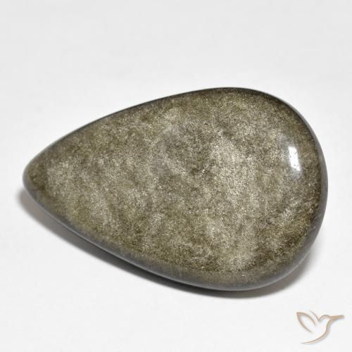25.86ct 자연스러운 블랙 브라운 흑요석, 배 모양, 불투명체