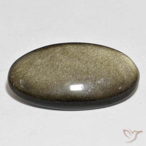 21.84캐럿 천연 골드 광택이 있는 블랙 흑요석, 타원형 컷, 불투명체