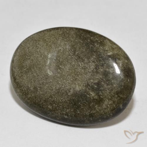 21.74ct 자연스러운 골드 광택이 있는 블랙 흑요석, 타원형, 불투명체