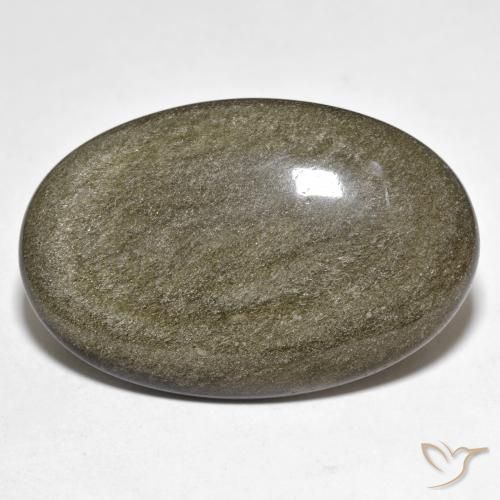 27.63ct 자연스러운 골드 광택이 있는 블랙 흑요석, 타원형, 불투명체