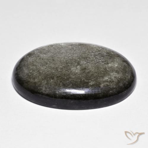 32.02캐럿 천연 회흑색 옵시디언, 타원형 컷, 30.4×21.2 mm, 불투명체