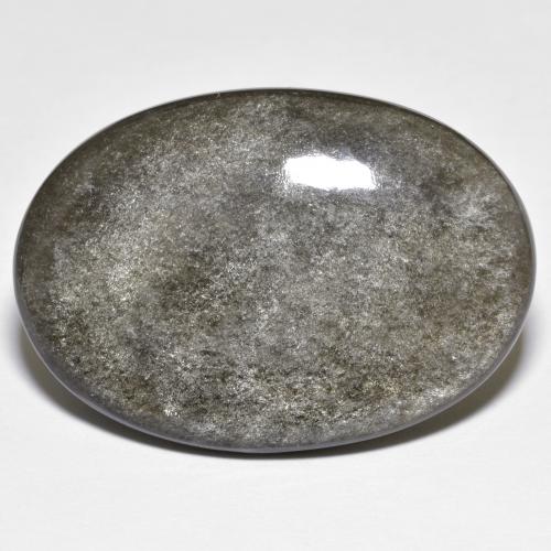 24.89캐럿 천연 짙은 회색 흑요석, 타원형 컷, 불투명체