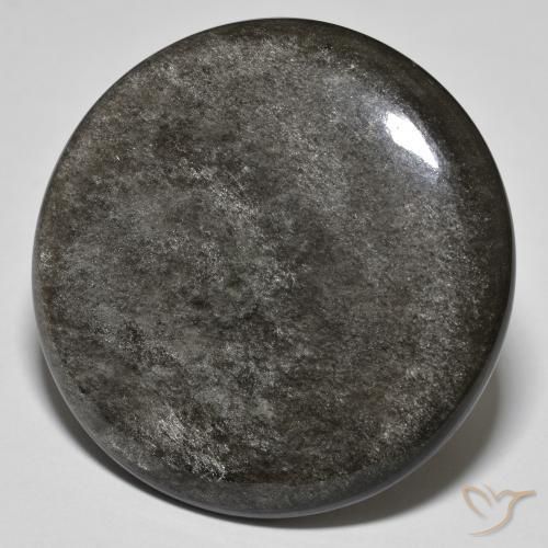 37.03캐럿 천연 밝은 회색 옵시디언, 라운드 컷, 31.75 mm, 불투명체
