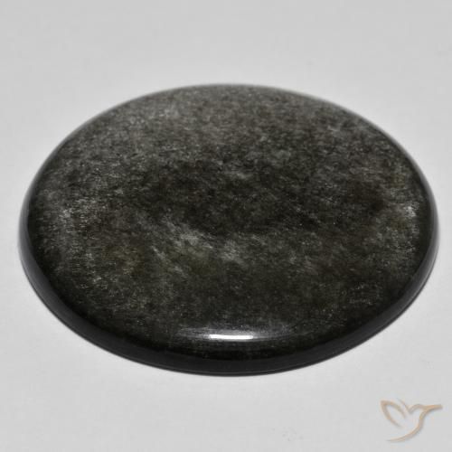 44.58캐럿 천연 밝은 회색 옵시디언, 라운드 컷, 34.07 mm, 불투명체