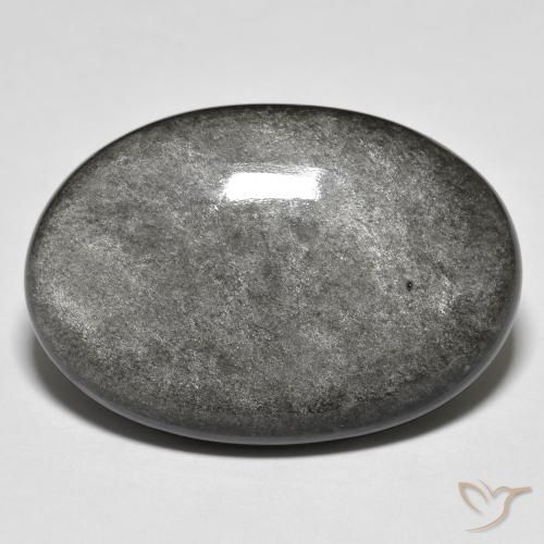 27.47ct 자연스러운 밝은 회색 흑요석, 타원형, 불투명체