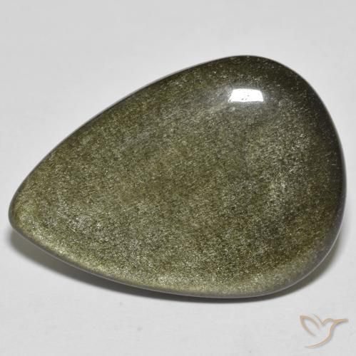 21.49ct 자연스러운 골드 광택이 있는 블랙 흑요석, 배 모양, 불투명체
