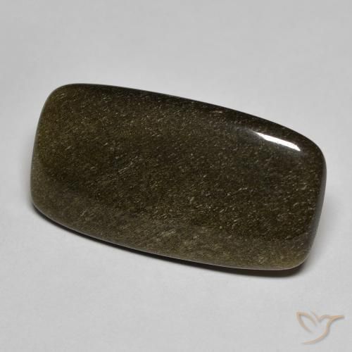 9.53캐럿 천연 골드 광택이 있는 블랙 옵시디언, 쿠션 컷, 24.4×13.2 mm, 불투명체