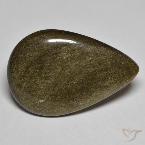 13.36ct 자연스러운 골드 광택이 있는 블랙 흑요석, 배 모양, 불투명체