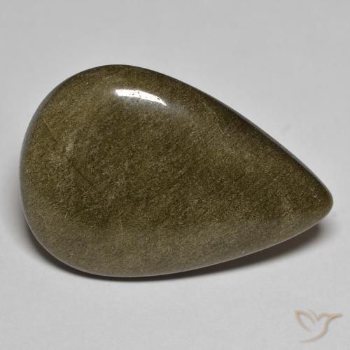 15.24ct 자연스러운 골드 광택이 있는 블랙 흑요석, 배 모양, 불투명체