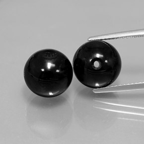 캐럿 천연 검정색 오닉스 보석, 구형 / 볼, 10.42 mm, 불투명체