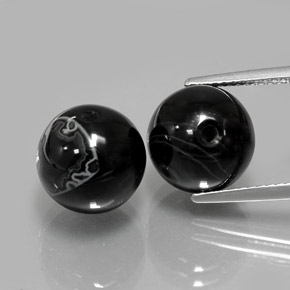 캐럿 천연 검정색 오닉스 보석, 구형 / 볼, 10.25 mm, 불투명체