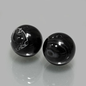 캐럿 천연 검정색 오닉스 보석, 구형 / 볼, 10.25 mm, 불투명체