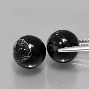 캐럿 천연 검정색 오닉스 보석, 구형 / 볼, 10.25 mm, 불투명체