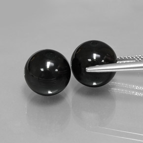 캐럿 천연 검정색 오닉스 보석, 구형 / 볼, 10.43 mm, 불투명체