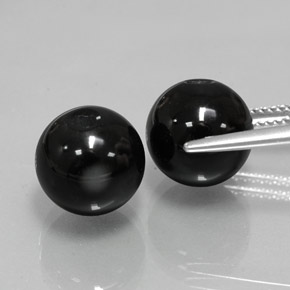 캐럿 천연 검정색 오닉스 보석, 구형 / 볼, 10.38 mm, 불투명체