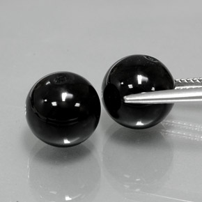 캐럿 천연 검정색 오닉스 보석, 구형 / 볼, 10.30 mm, 불투명체