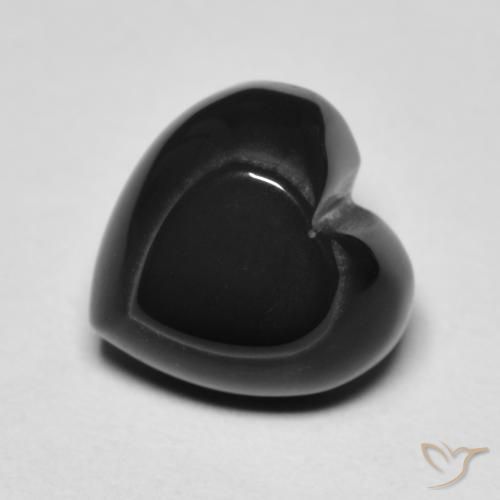 4.35ct 자연스러운 검은색 오닉스, 마음, 불투명체
