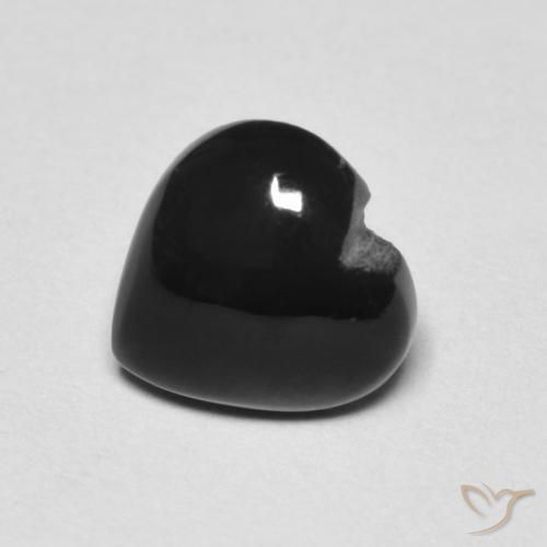 1.39캐럿 천연 검정색 오닉스, 하트 모양, 7.9×7.8 mm, 불투명체
