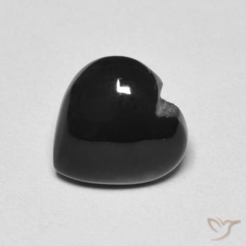 1.39캐럿 천연 검정색 오닉스, 하트 모양, 7.9×7.8 mm, 불투명체