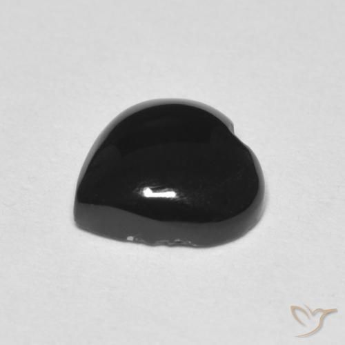 1.39캐럿 천연 검정색 오닉스, 하트 모양, 7.9×7.8 mm, 불투명체