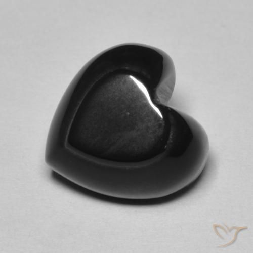 4.24ct 자연스러운 검은색 오닉스, 마음, 불투명체