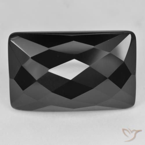 33.59캐럿 천연 검은색 오닉스, 쿠션 컷, 불투명체