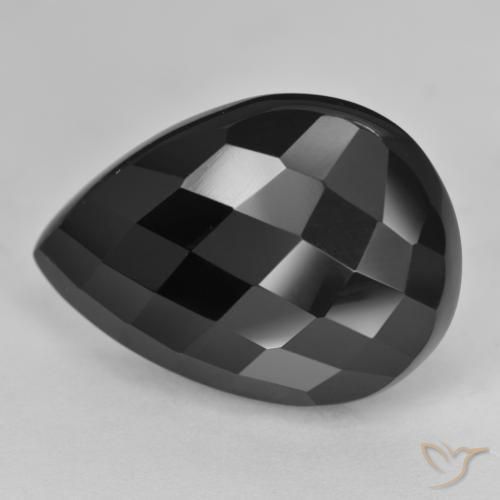 20.08ct 자연스러운 검은색 오닉스, 배 모양, 불투명체