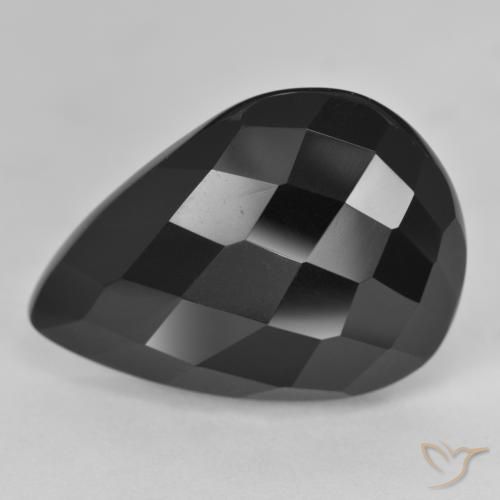 17.01ct 자연스러운 검은색 오닉스, 배 모양, 불투명체