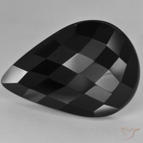 26.89ct 자연스러운 검은색 오닉스, 배 모양, 불투명체