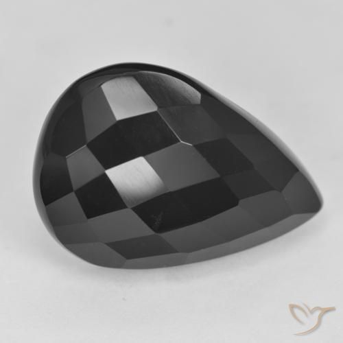 19.71ct 자연스러운 검은색 오닉스, 배 모양, 불투명체