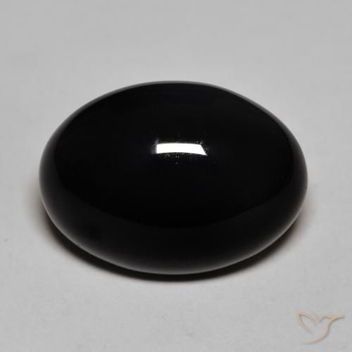 12.32캐럿 천연 검정색 오닉스, 타원형 컷, 18.2×13.3 mm, 불투명체