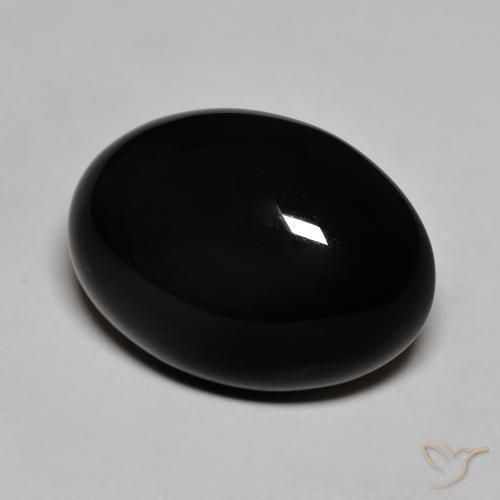 12.32캐럿 천연 검정색 오닉스, 타원형 컷, 18.2×13.3 mm, 불투명체