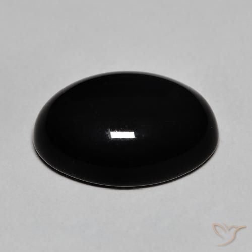 12.32캐럿 천연 검정색 오닉스, 타원형 컷, 18.2×13.3 mm, 불투명체